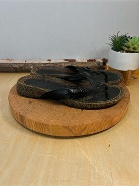 Teva Ventura Leather & Cork Sandals - Black - Size 9